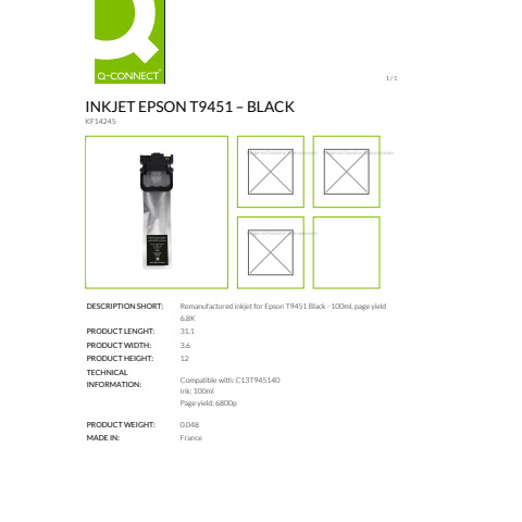 Cartuccia Q-Connect rigenerata Epson T9451 - C13T945140 nero - KF14245